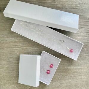 NEW handmade Murano glass bead/.925 necklace&earrings w/extender/Fleur de lis